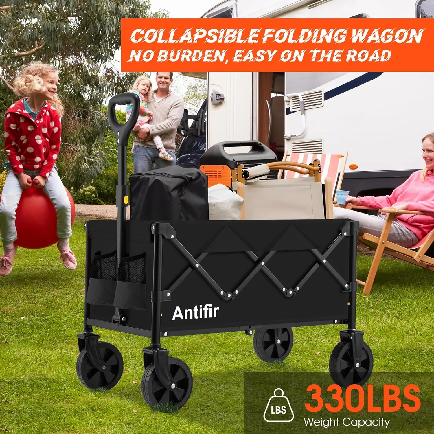 Collapsible Folding Wagon Cart,Portable Garden Wagon Cart All Terrain with Large Capacity,Heavy Duty Foldable Utility Wagon Cart