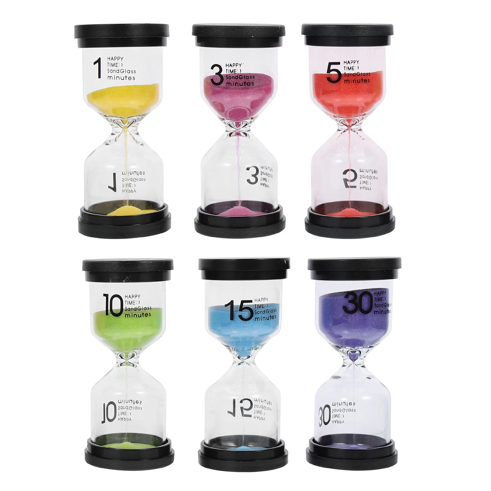 

6 Pcs Hourglass Timer Decorative S Clock for Bedroom Kids Gifts Children Toy Office Tool Plastic Glass Design Reusable