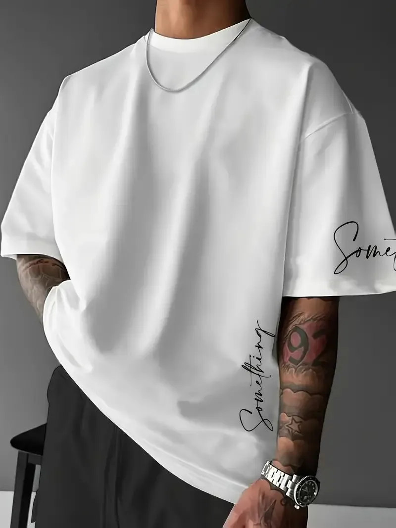 2026 Summer New Men's T-shirt with 3D Letter Pattern Printing Street Casual Fashion Comfortable Soft Breathable Lightweight
