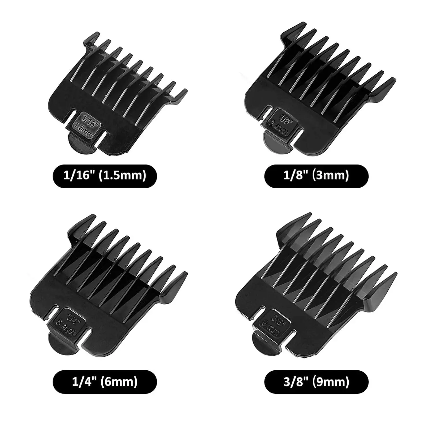 4 Pack T Outliners Guards Guide Comb Compatible with Andis Trimmer #04710, #04521, Snap-On Attachment (1/16” to 3/8”)