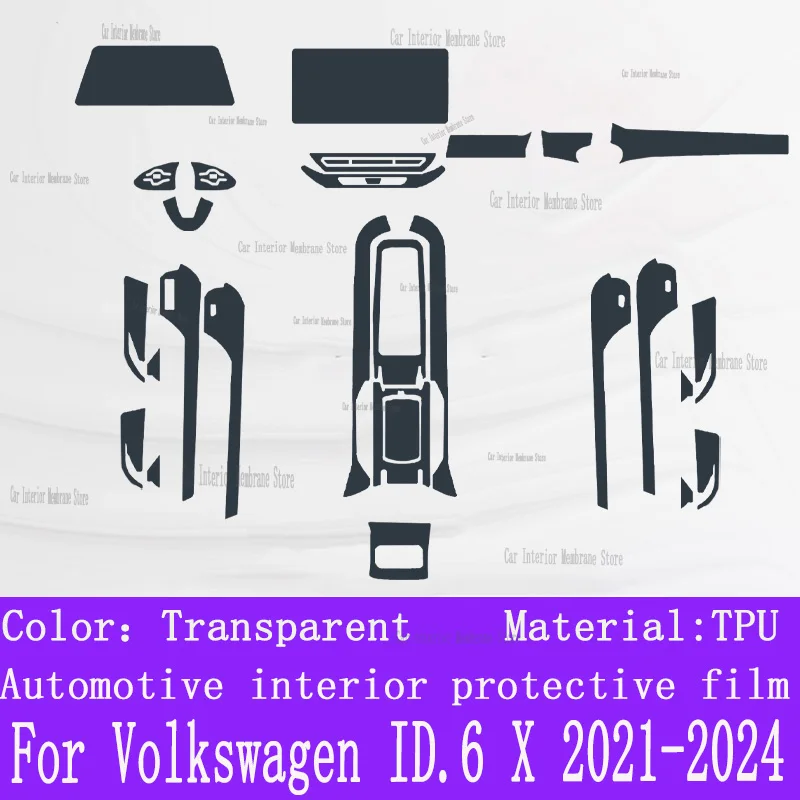 For Volkswagen ID.6 X 2021 2022-2024 Navigation Center Console Gear Panel Screen TPU Car Interior Protective Film Anti-Scratch 