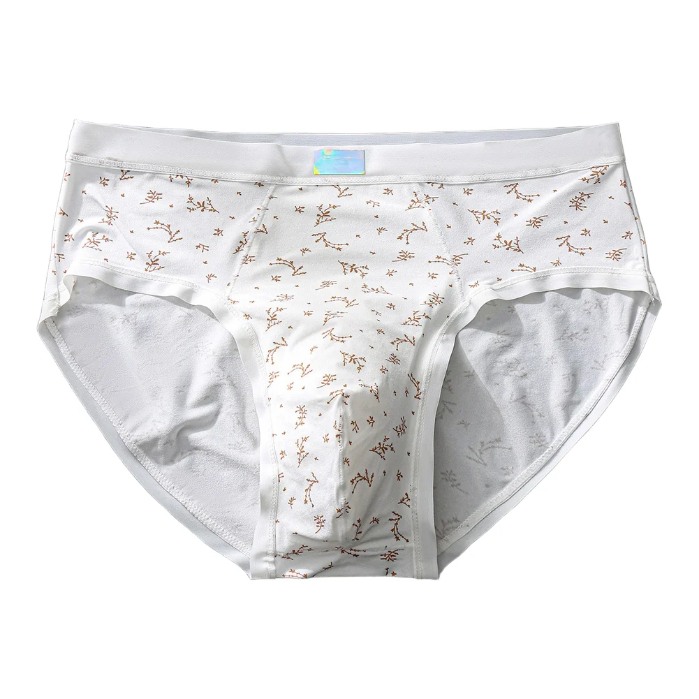 U Convex Pouch Panties For Men Ice Silk Soft Briefs Underwear Casual Breathable Mesh Pouch Fashion Printed Lingerie