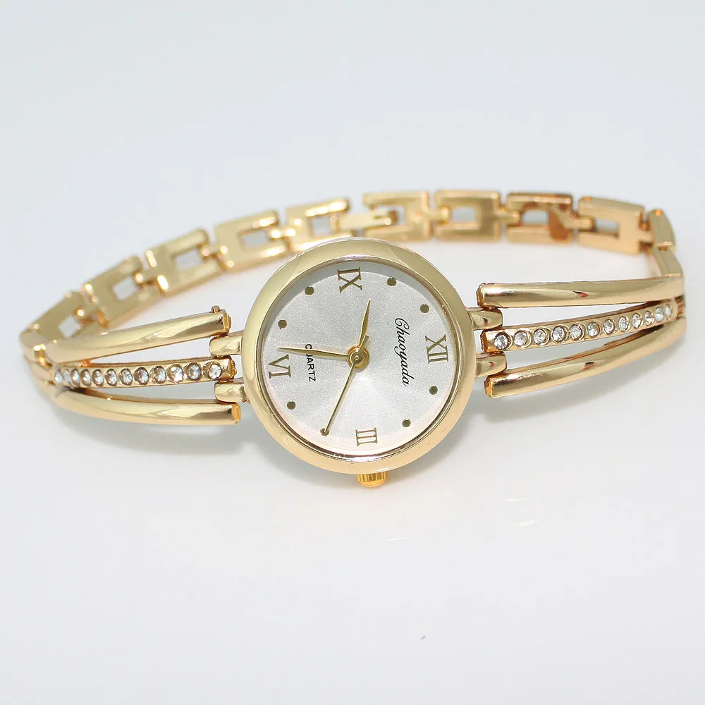 Luxury Women's Quartz Watch Fashion Alloy Band Business Ladies Watches Quality Gold Plated Folding Female Clock Gift