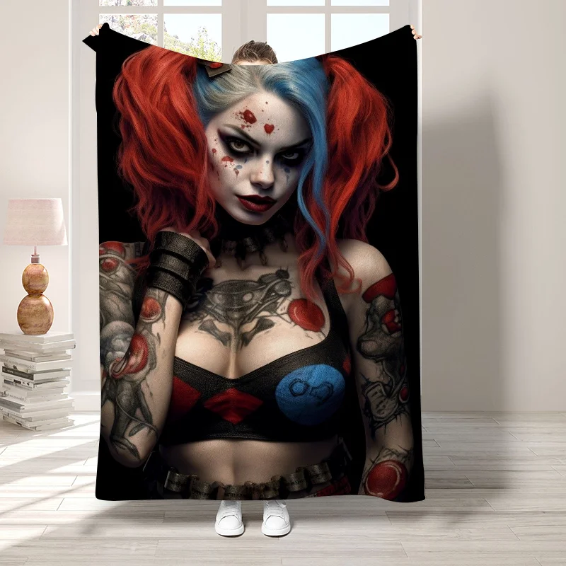 H-Harley Quinn Cute Throw Blanket Nordic Decorative Sofa Blankets for Bed Bedroom Decoration Bedspread the Fluffy Soft Fleece