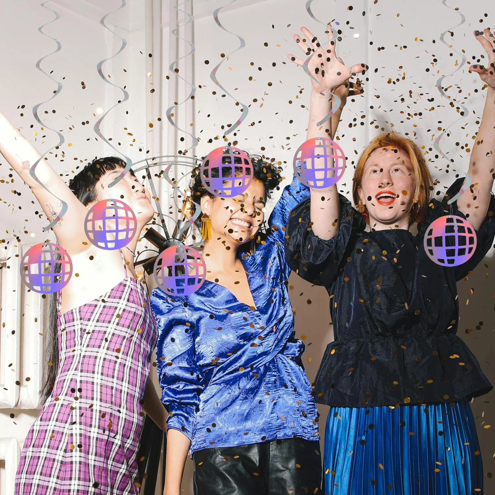 

30Pcs Disco Party Decorations Retro 70s Holographic Spiral Pendants Birthday Holiday Dance Party Swirl Hanging Streamers