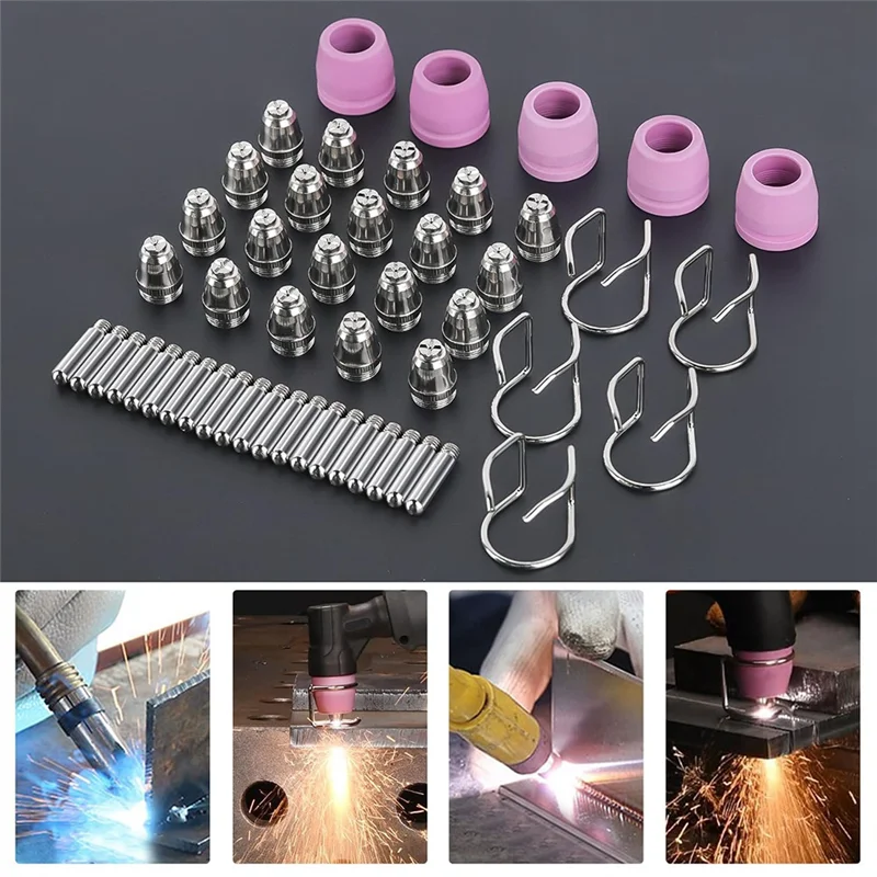 PORK-50 ピース AG60P プラズマカッター消耗品キットには、切断トーチチップとノズルが含まれています - AG60、WSD60 と互換性があります