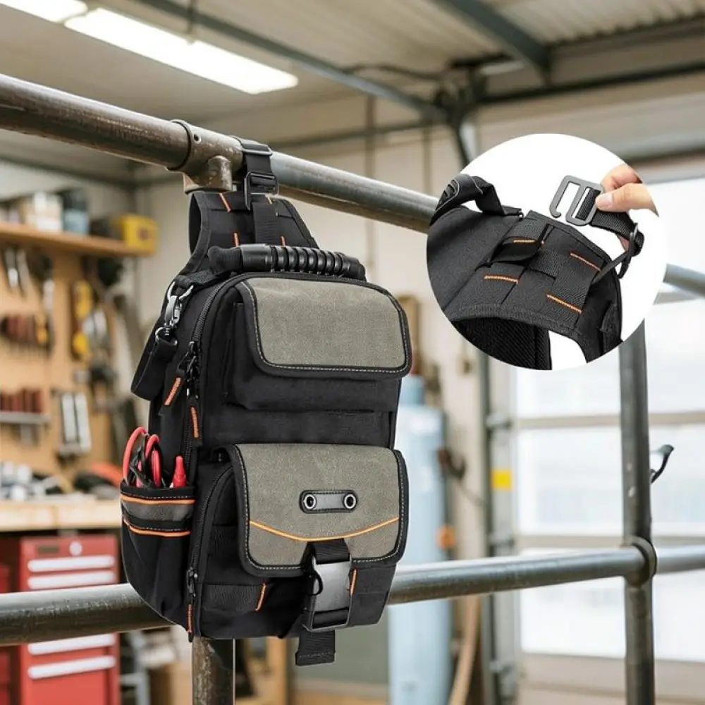 Professional Electrician Tool Pouch Durable HVAC Maintenance Organizer Adjustable Shoulder Strap Large Capacity Bag