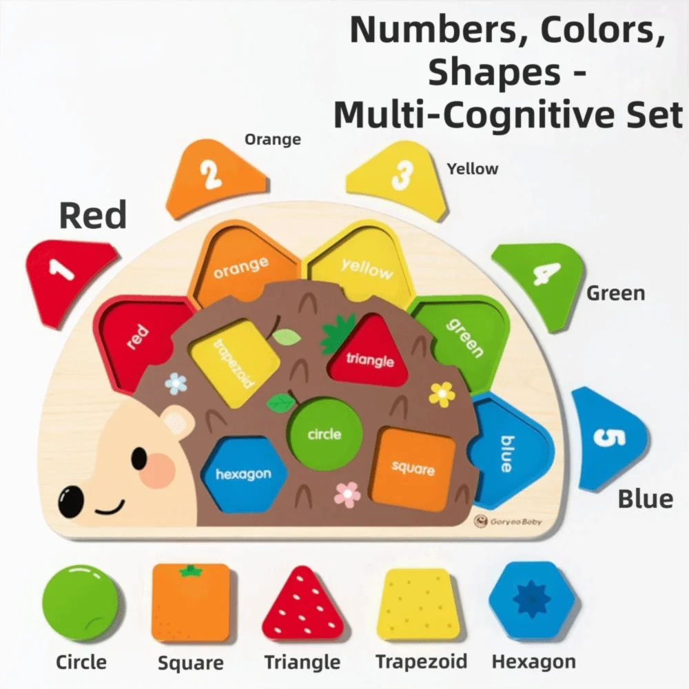 Wood Material Montessori Puzzle Toy Cartoon Shape Colorful Design Montessori Hand Grab Boards Multifunction Toy Shape Matching