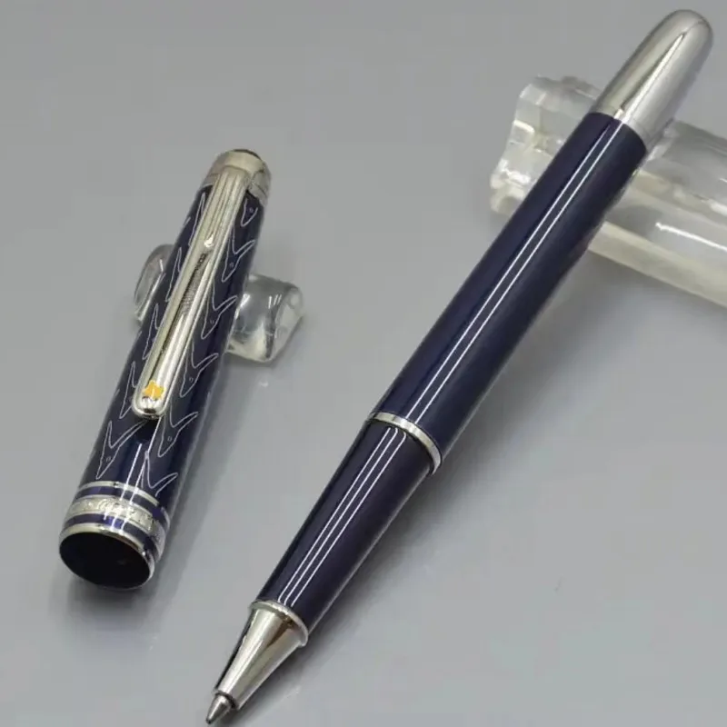 طبعة محدودة الأمير الصغير الأزرق 163 معدن الراتنج رولربال قلم حبر جاف القرطاسية أقلام حبر مع هدية الرقم التسلسلي