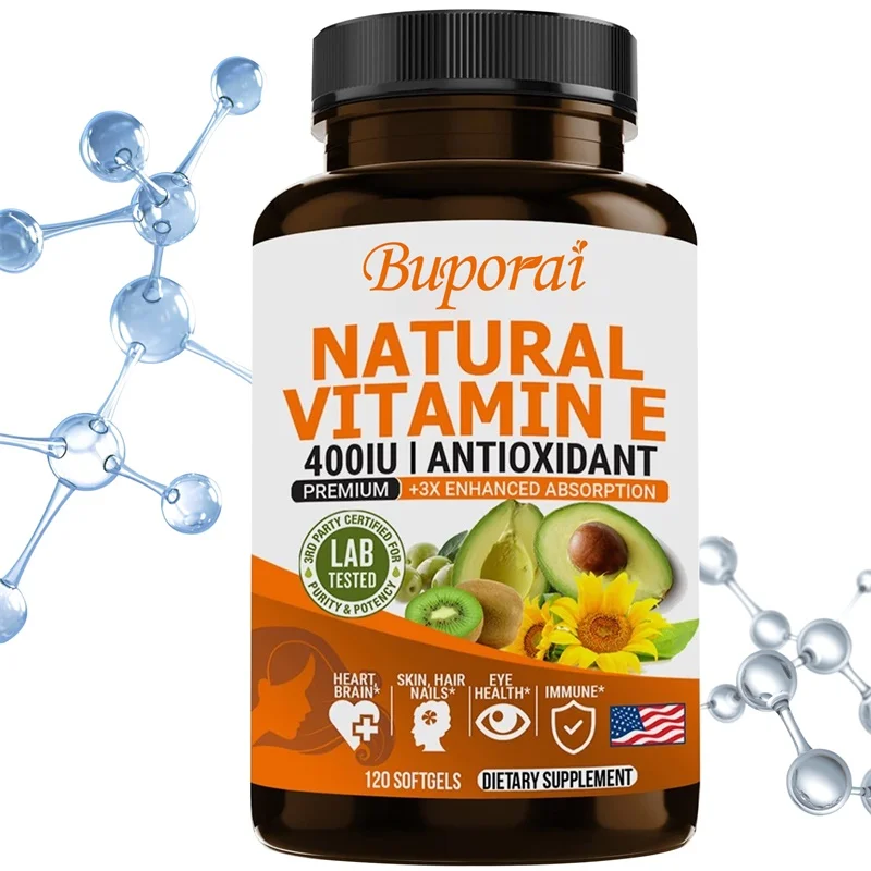 

Vitamin E 400IU Supplement - Supports Skin, Cardiovascular Health, Boosts Immunity, Anti-aging, Reduces Wrinkles