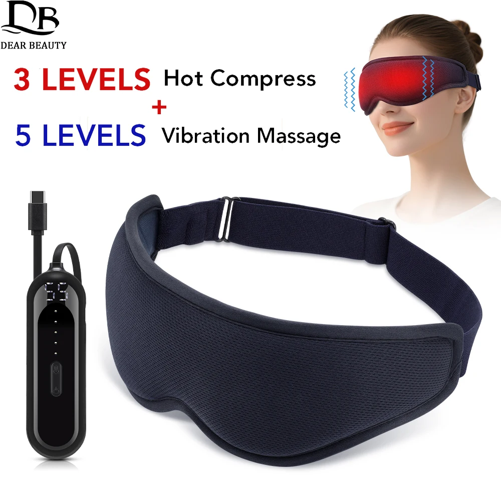 

3D Electric Steam Eye Mask 3 Levels Hot Compress 5 Levels Vibration Heated Eye Massager Eyeshade Anti Dark Circles Puffiness