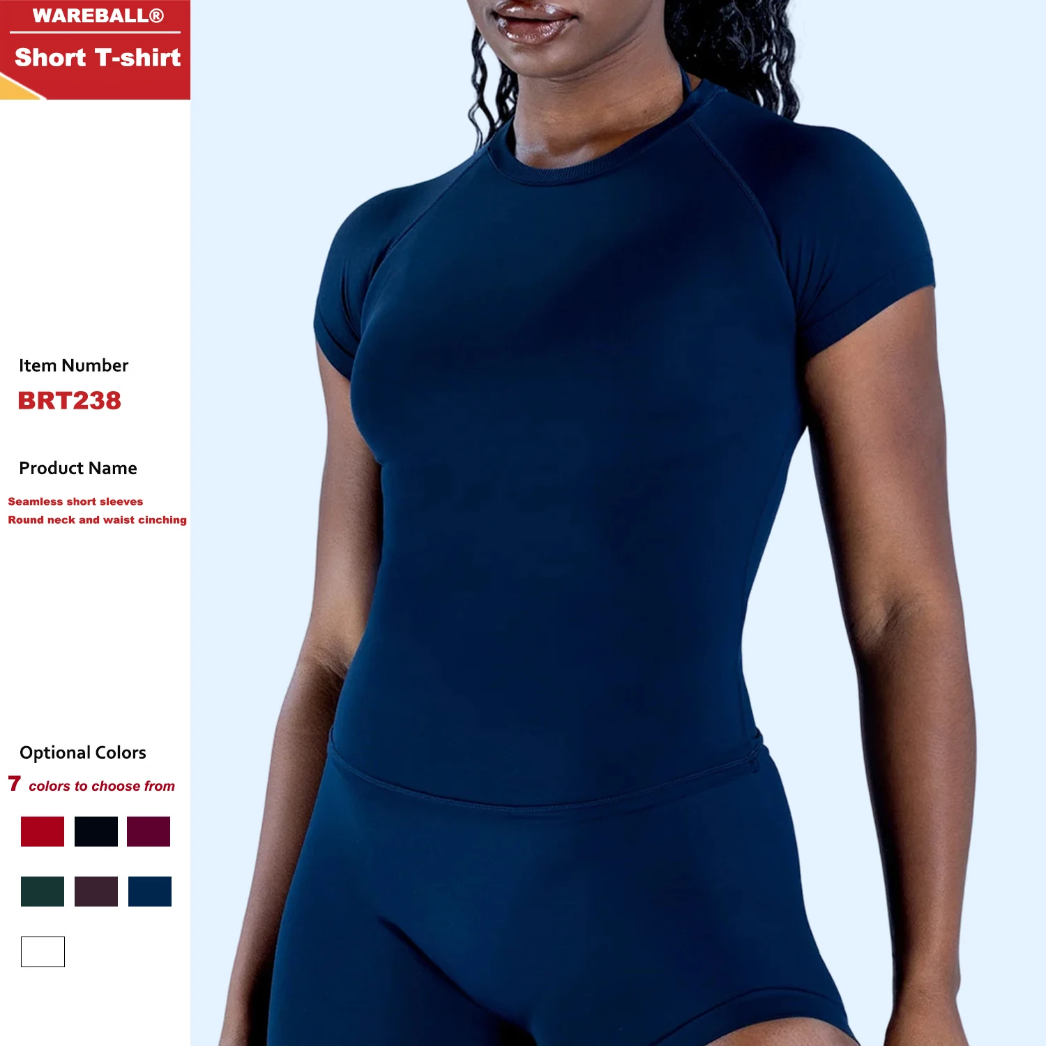 WAREBALL-Camiseta de manga corta para mujer, ropa de gimnasio, camisetas de entrenamiento sin costuras, camiseta de secado rápido para correr, camiseta para Yoga y Pilates