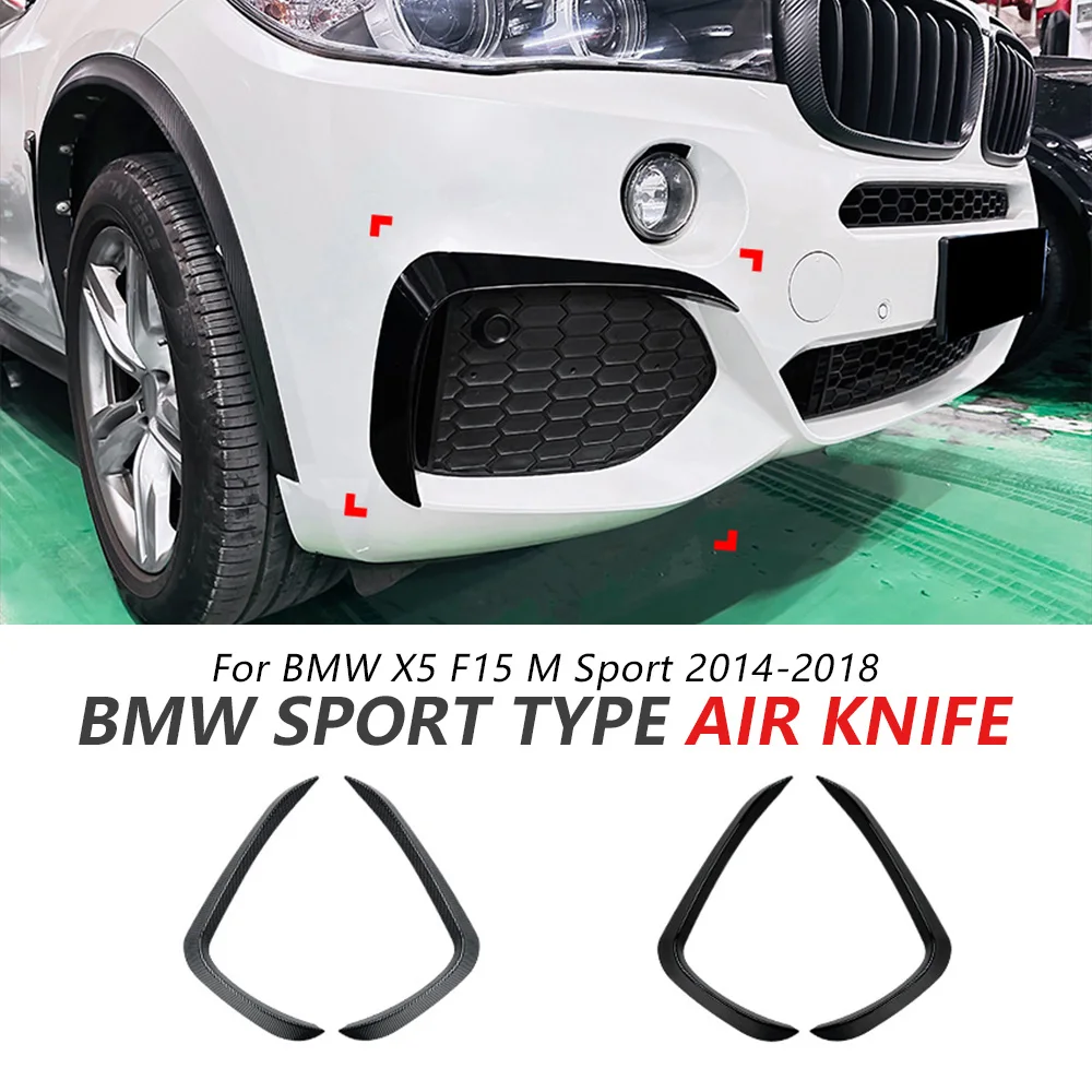 

Накладка на передний бампер для BMW X5 F15 M Sport 2014-2018 глянцевый черный спортивный бампер, боковой спойлер, отделка автоаксессуаров