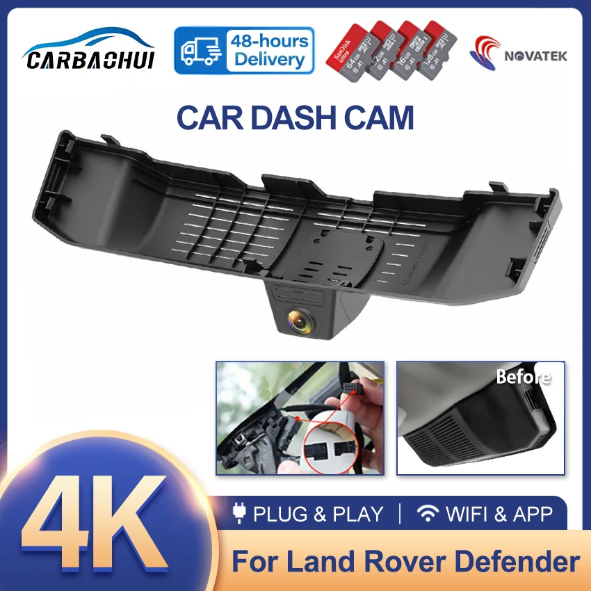 

New 4K Dash Cam for Land Rover Defender 110 90 130 (L663) 2020-2025, DVR Car Camera, OEM Fit, Plug & Play, Built-in WiFi