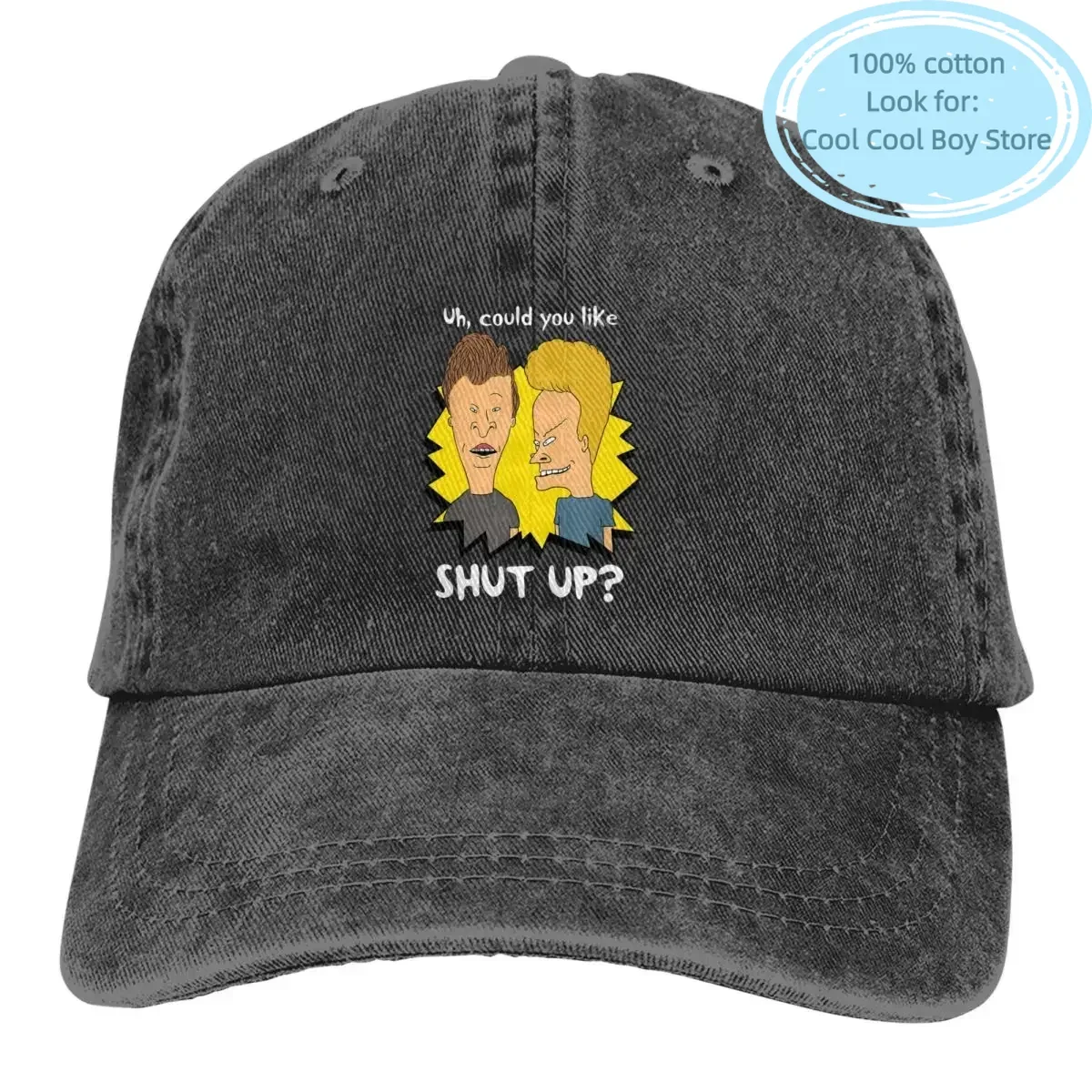 Pure Color Cowboy Hats Shut Up Graphic Hat Sun Visor Baseball Caps Beavis and Butthead Sarcastic Cartoon Peaked Trucker Dad Hat