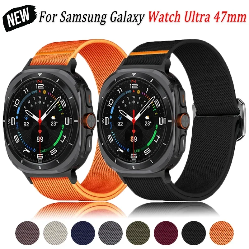 Nylon-Schlaufenarmband für Samsung Galaxy Watch Ultra 47 mm, keine Lücken, Sport-Softband für Samsung Galaxy Watch Ultra 47 mm Armband