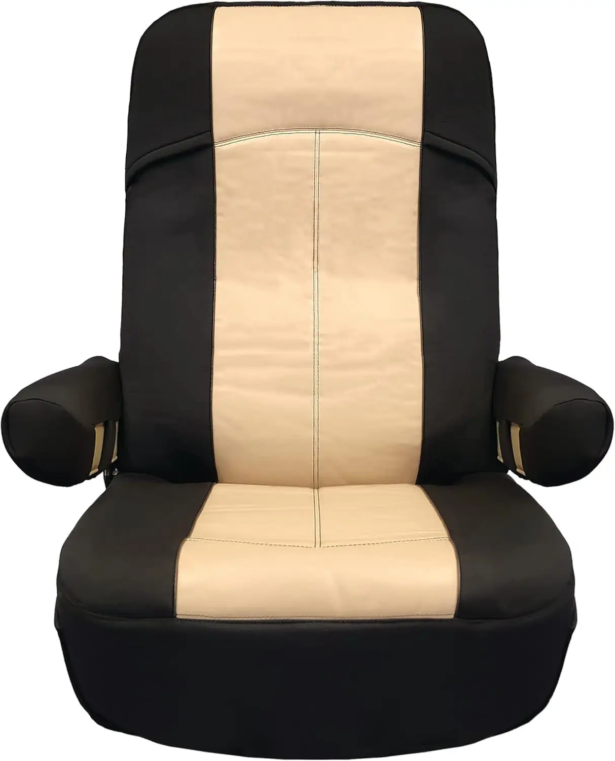 

Motorhome 2-Seat Covers (2-Pack) - Flexible Fit, Pet-Friendly, Fire Retardant, Side Pockets - Black and Tan