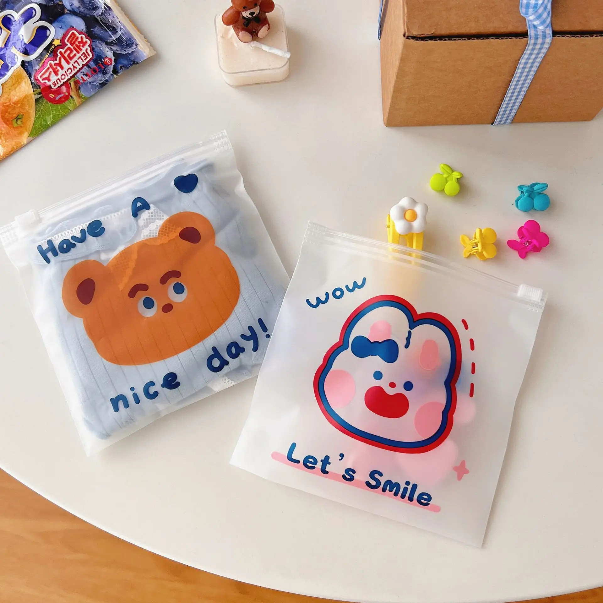 30Pcs Cute Cartoon Sealed Bag Snacks Self Sealed Bag Food Packaging Bag Cookies Candy Packaging Bag Sealed Bag