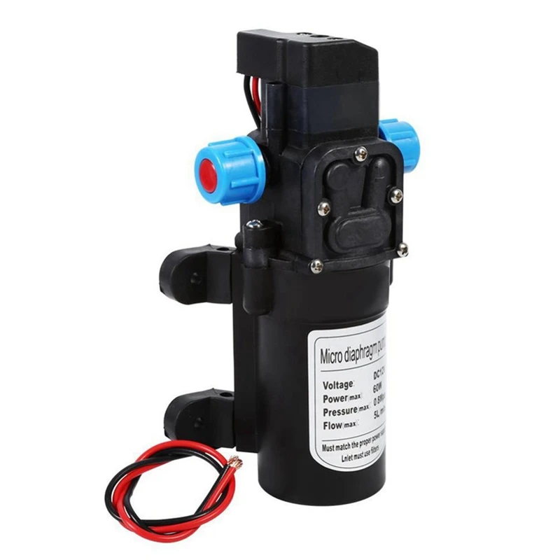 DC 12V 60W 120PSI 5L/MIN Agricultural Electric Water Pump Black Mini High Pressure Diaphragm Water Sprayer Car Wash