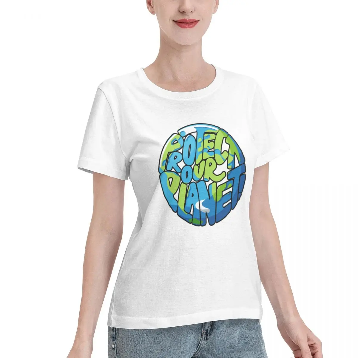 Great Deal Protect Our Planet Cool Design Women's T-shirt Night Out Plain Cotton Top