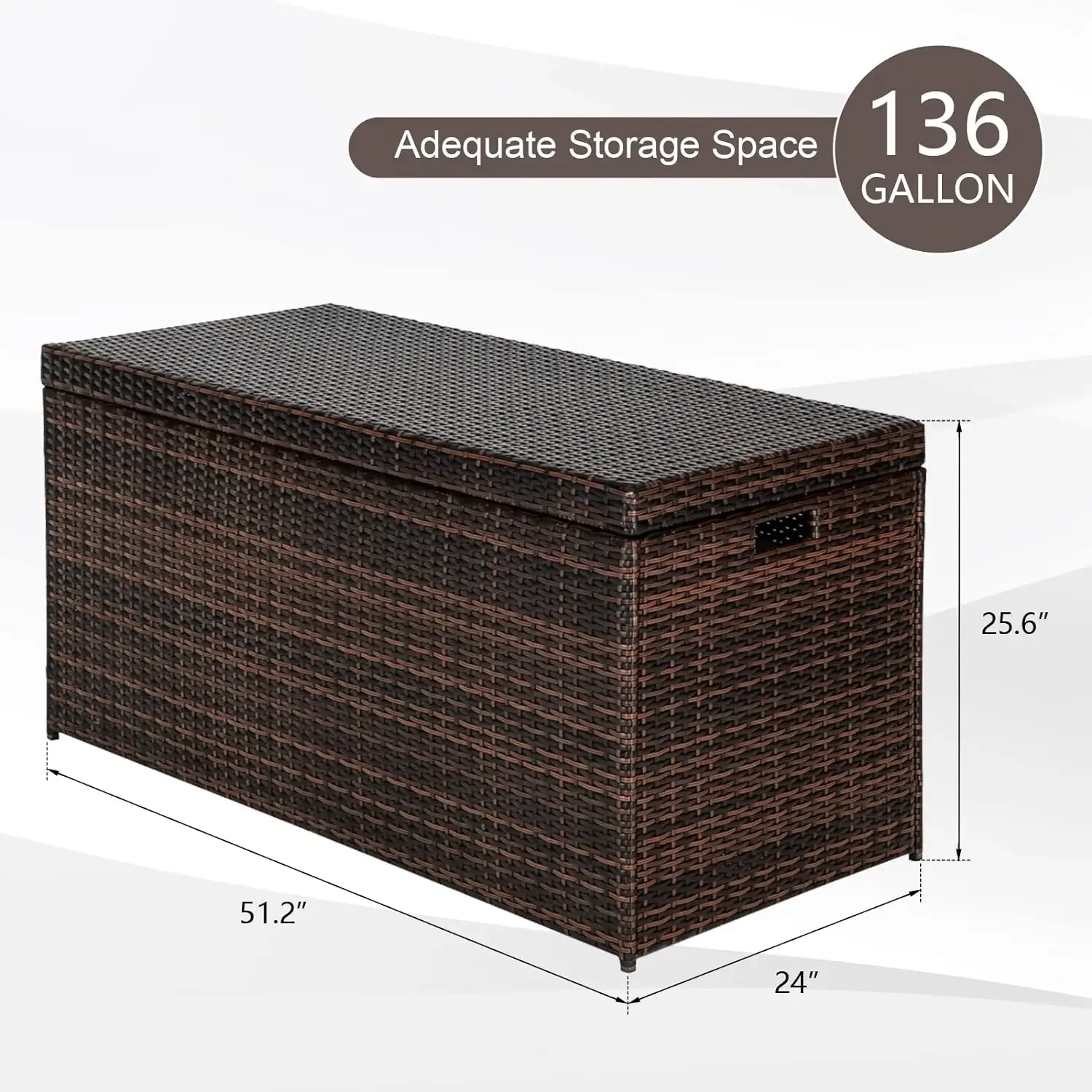 Upgraded Version 136 Gallon Outdoor Storage Box, Patio Rattan Deck Box, Wicker Storage Bench for Indoor, Outdoor, Pool, Balcony