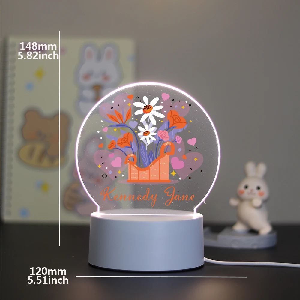 Personalized Custom Flower DIY  Night Light For Home Room Decoration Nightlight 3D Night Light