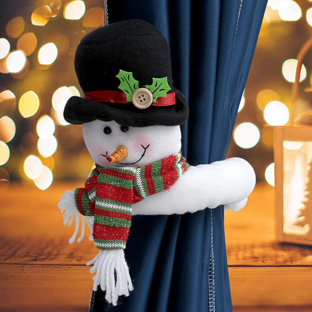 

2Pcs Curtain Holders Christmas Snowman Elk Decorative Tiebacks Window Drapery Hardware Accessories Buckle Straps