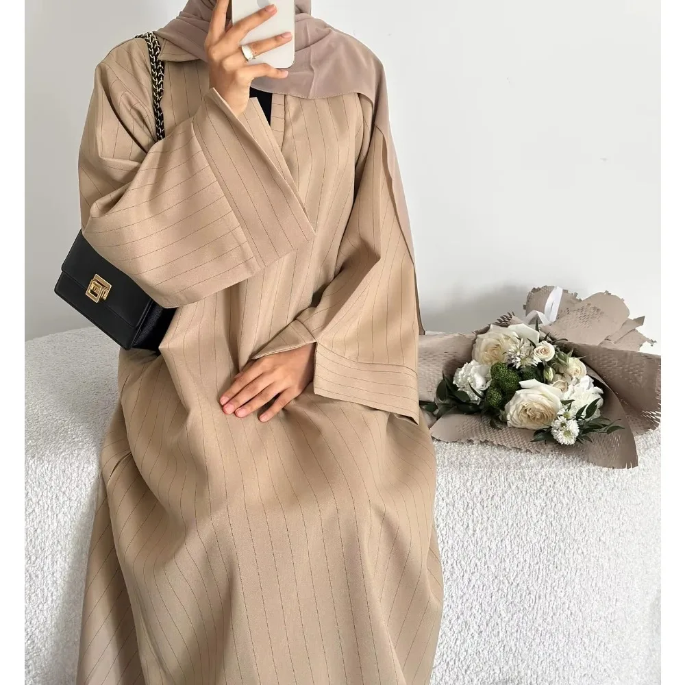 Eid Muslim Dress for Women Ramadan Striped Party Dresses Jalabiya Abaya Long Robe Morocco Dubai Kaftan Islam Vestidos Largos