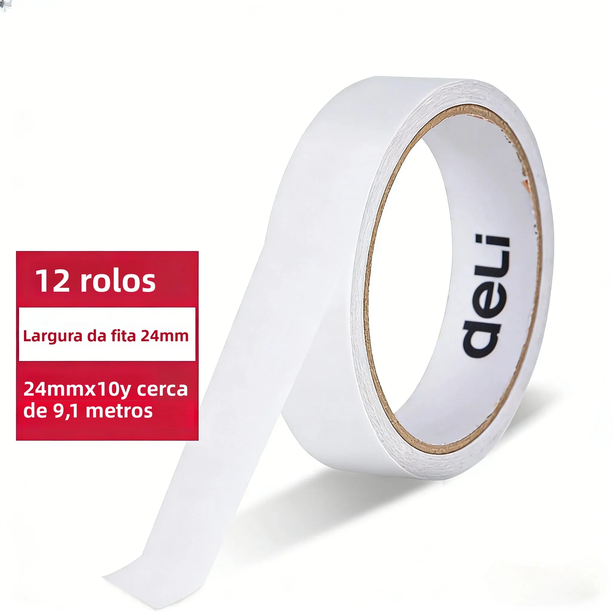 white-double-sided-cotton-tissue-tape-strong-adhesive-thin-tape-for-student-office-diy-craft-stationery-24mm-10y-12rolls-bag