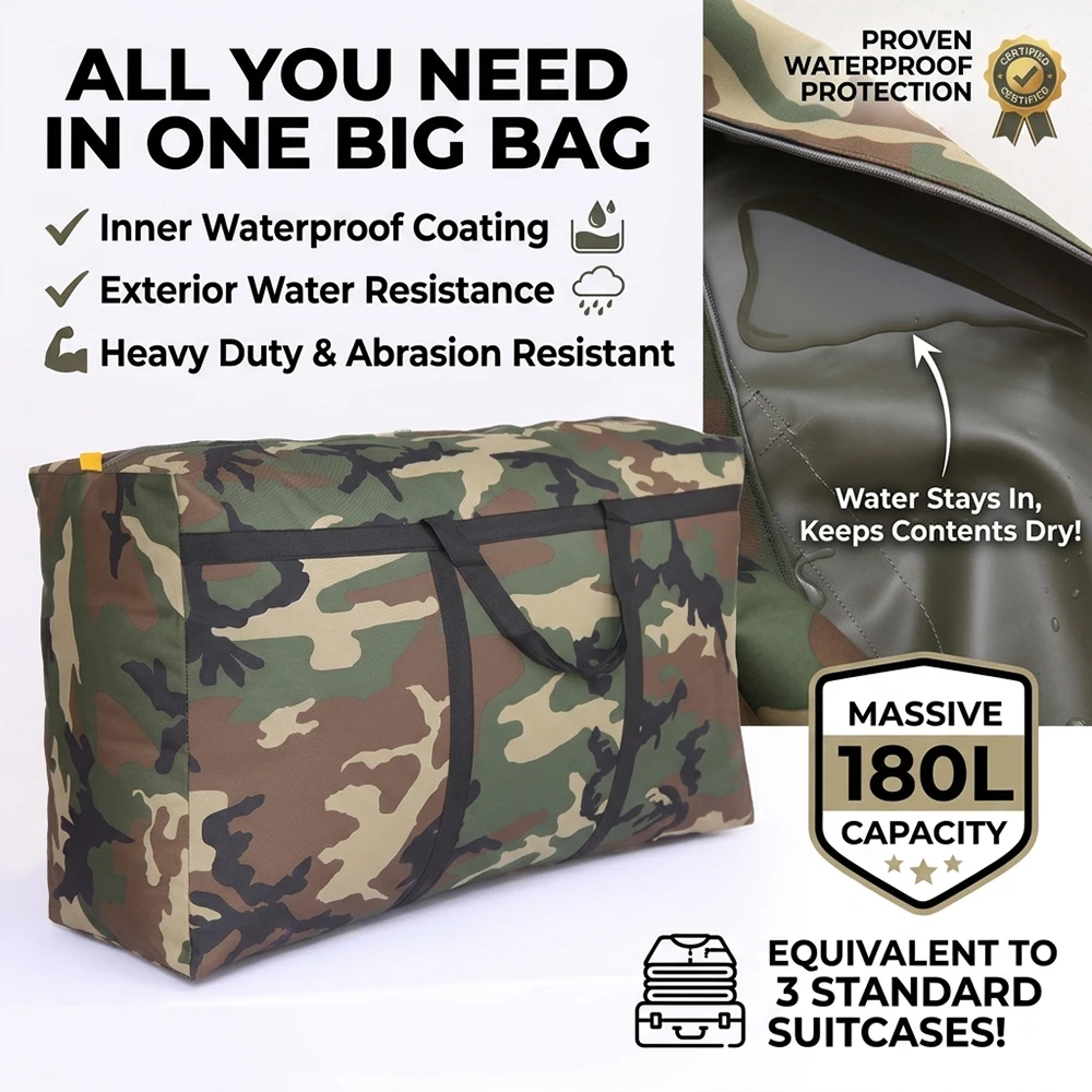 Heavy Duty Oxford Oversized Storage Duffle Bag for Traveling Camping Moving College Kids Large Items Storage Bag