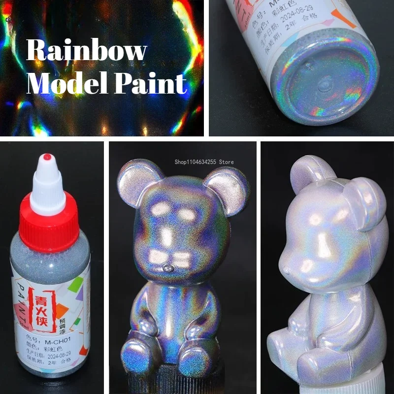 50ml Rainbow Model Paint 3D Glitter Laser Free Diluent Free Oil Based Pre Mixed Paint Metallic Pearl Pigments Model Coloring