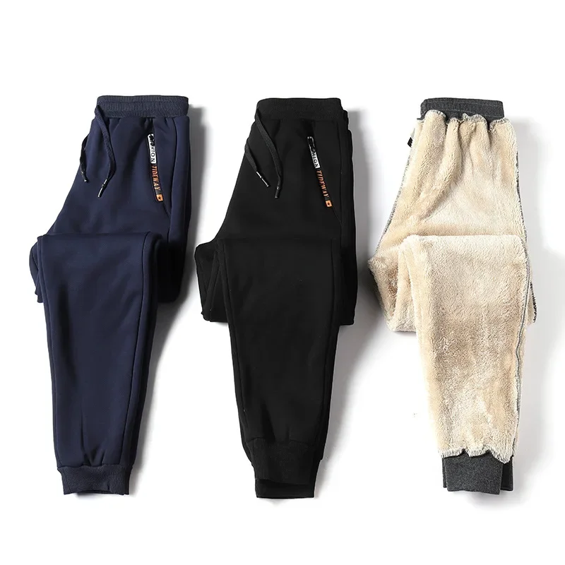 

Winter Pants Men Fur Lined Joggers Thick Warm Sweatpant Drawstring Trousers Man Fleece Running Sportswear Casual Track Pants 8XL