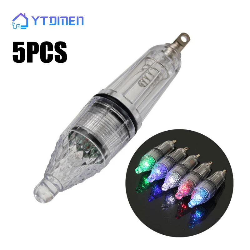 Señuelo de luz LED subacuática para pesca, lámpara de Flash de calamar, cuchara de bajo, accesorios de pesca, 5 piezas, 12cm, 17cm, 0-300M