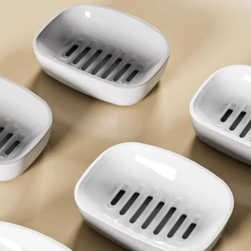 [T] Two Layer Plastic Soap Dish With Self Draining Design Perfect For Bathroom Kitchen Sink Countertop Daily Use
