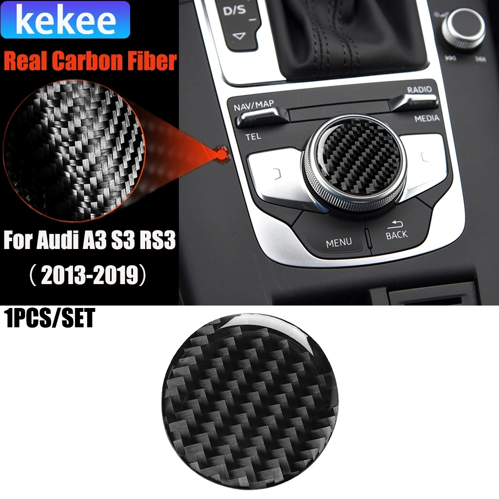 

Carbon Fiber Car Accessories Center Console Knob Panel Modified Interior Trim Cover Soft Sticker For Audi A3 S3 RS3 8V 2013-2019