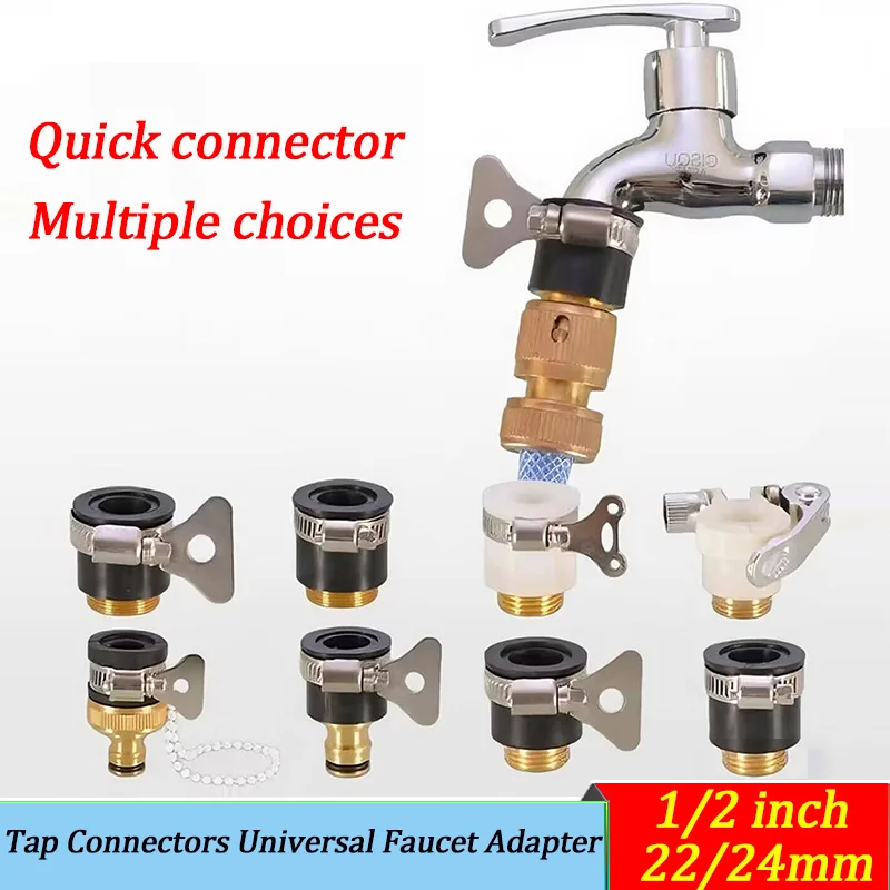

Universal Faucet Adapter 1/2" to 22/24mm | Threadless Quick Connector for Garden/Kitchen | Leakproof Brass Fitting