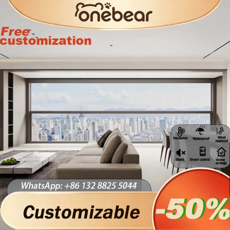 Any Size Custom Aluminum Double Glass Vertical Window Electric Impact Resistant Soundproof Balcony Automatic Window