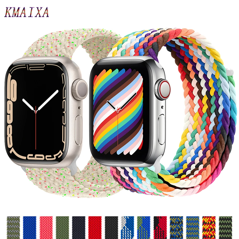 Geflochtenes Armband für Apple Uhren armband 45mm 41mm 44mm 40mm 42mm 38mm Nylon elastisches Solo Loop Gürtel Armband iwatch Serie 3 4 5 se 6 7