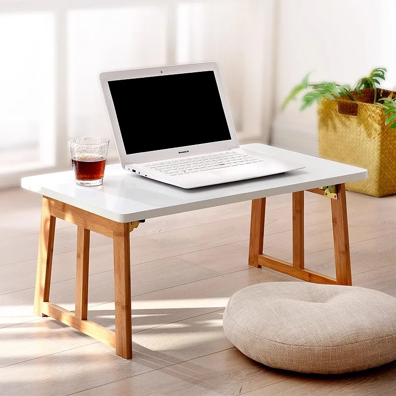 

Bamboo Foldable Laptop Desktop Large Study Desk for Students Home Windowsill Tatami Tea Table Ergonomic Sofa Bed Desk Organizer