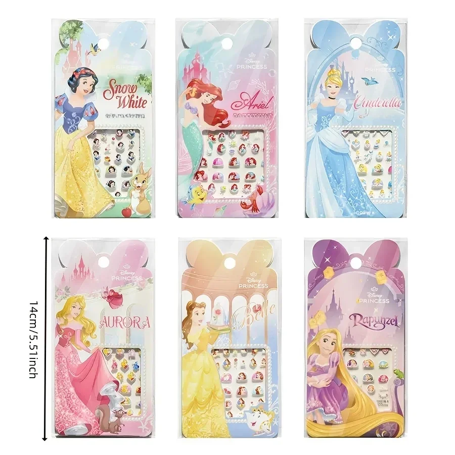 Disney Princess Nail Stickers, Snow White、Little Mermaid Cartoon Relief Nail Stickers,DIY Self-adhesive Decorative Stickers