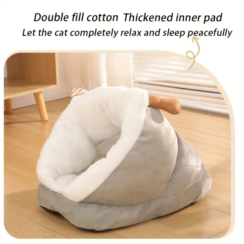 Cute Slipper-Shaped Cat Bed, Cozy Plush House for Indoor Cats & Small Dogs, Soft Washable Pet Cushion with Non-Slip Bottom