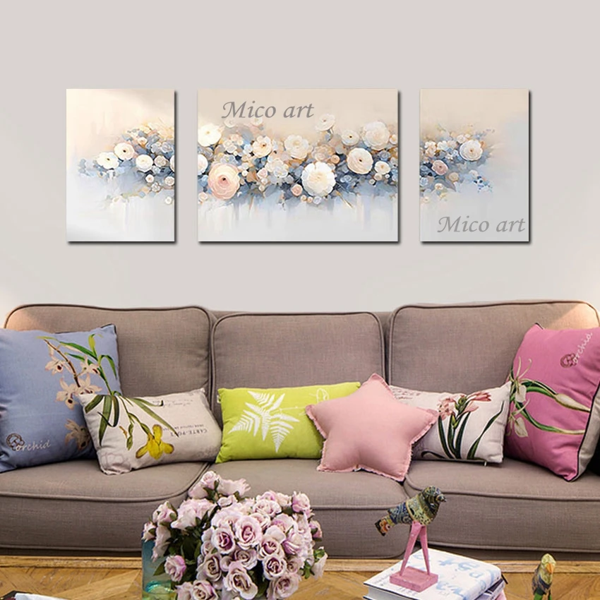 Canvas Art Design Abstract 3PCS Flowers Textured Beautiful Natural Landscape Oil Paintings Decor Modern Acrylic Wall Picture