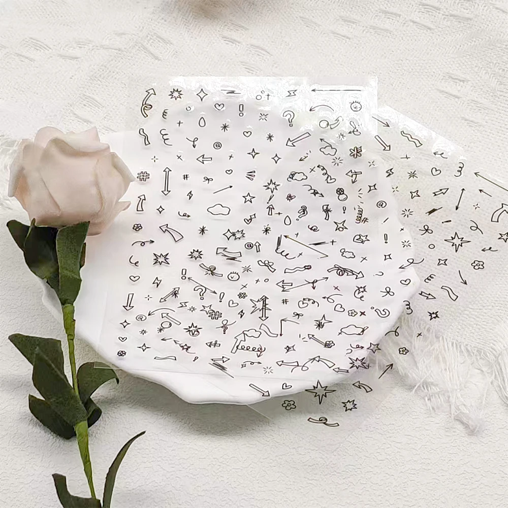 2Sheets Cute Arrow Element Sticker INS Style Decorate Decals For Fridge Notebook Luggage Laptop Phone Case PET Graffiti Sticker