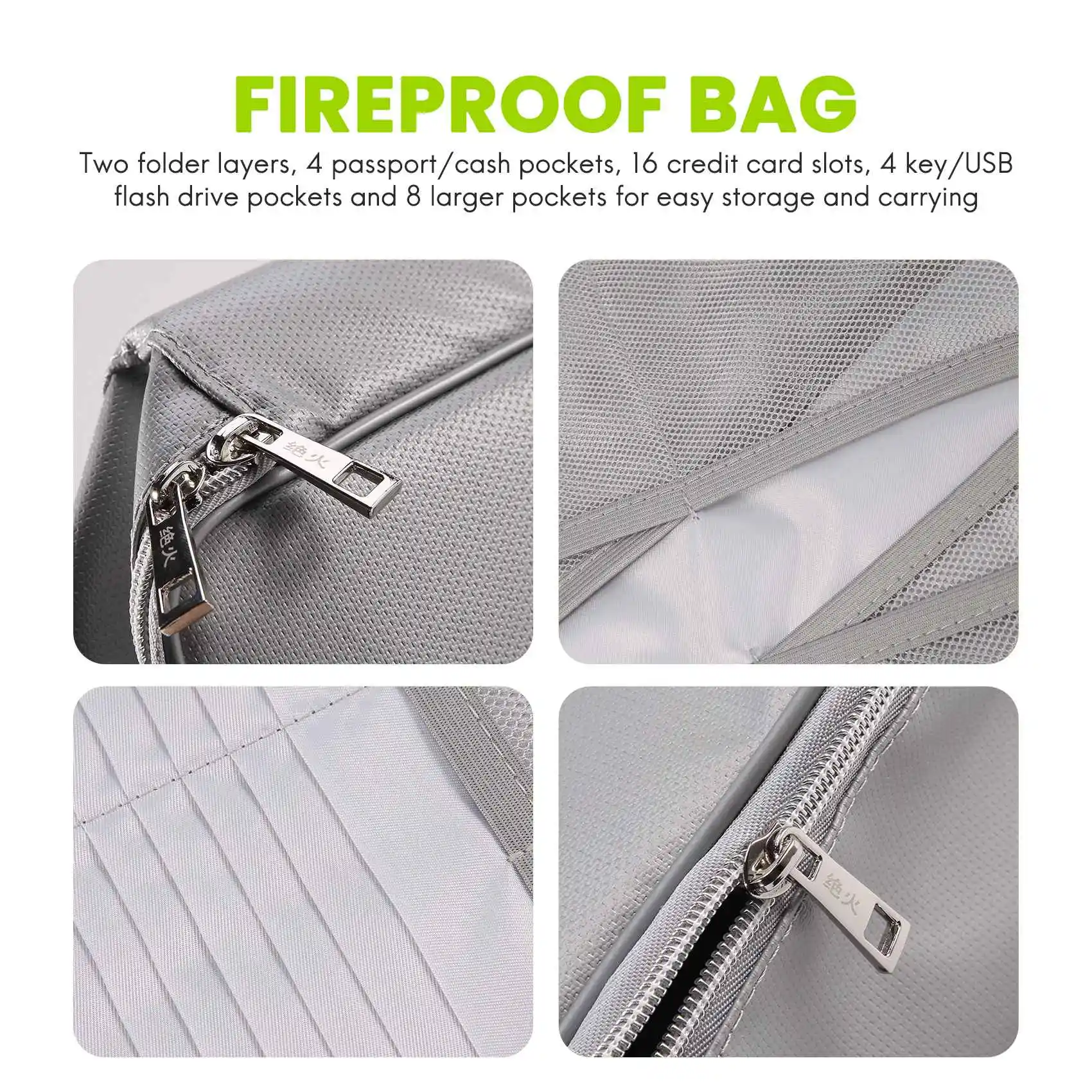 ドキュメント収納バッグ,防水IPX4,ジッパー式クロージャー,ビジネスおよび家庭用安全アクセサリー