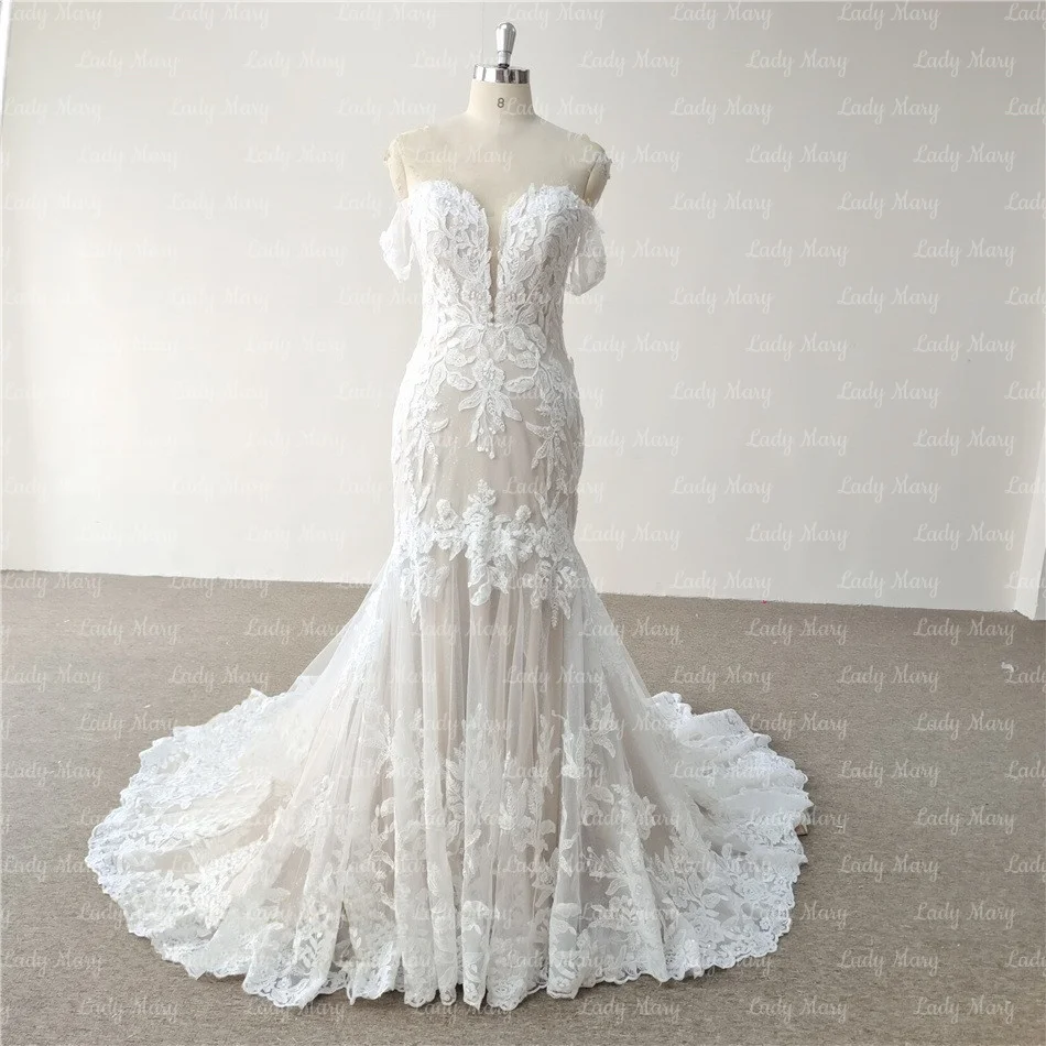 

Свадебные платья с настоящими фотографиями, винтажное кружево с открытыми плечами, длинные свадебные платья русалки, 2026, свадебное платье по индивидуальному заказу