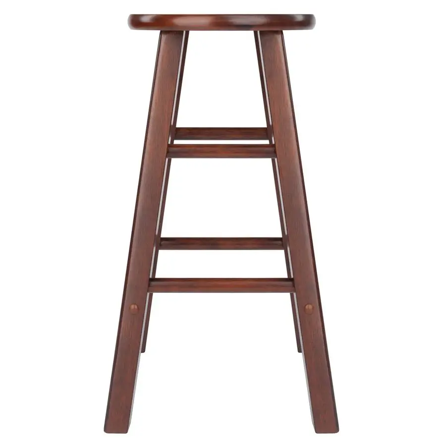 Element 2Piece 24In Counter Stool Set, Walnut Finish, Solid Wood, Modern Design