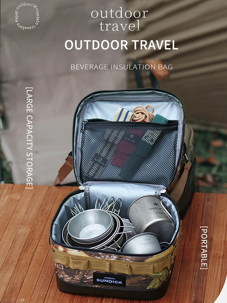 1 Schwarz/Braun/Armeegrün/Tarnfarben Optional Camping Isolierte Outdoor-Camping-Schüssel Becher Aufbewahrungstasche – Detail 1