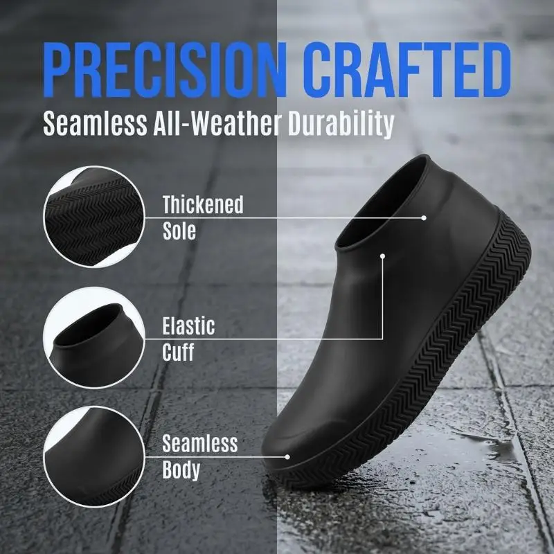 Odorless Non-Toxic Rain Shoe Covers 1/2 Pair Waterproof Silicone Boot Covers for Men Women Hiking Commute Outdoor Use