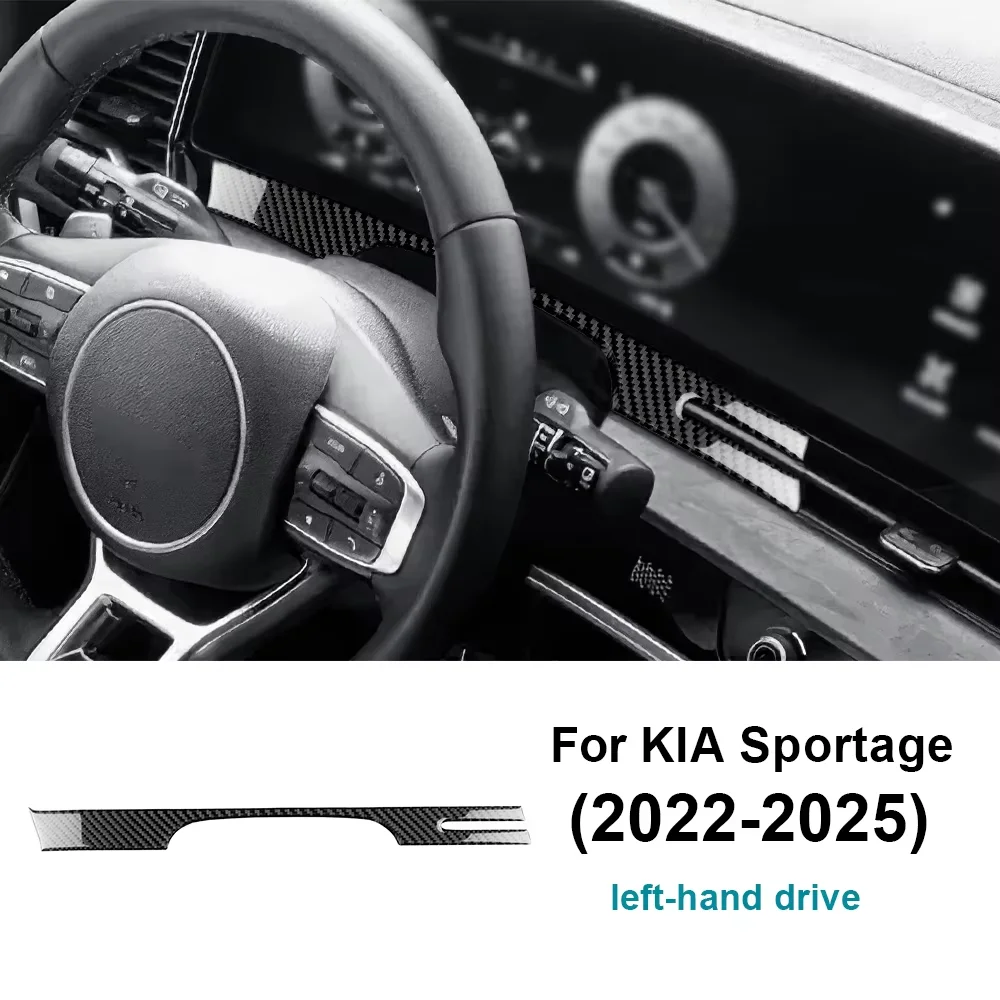 

Real Soft Carbon Fiber Trim Sticker LHD RHD For Kia Sportage 2022 2023 2024 2025 Car Instrument Dashboard Strip Panel Interior