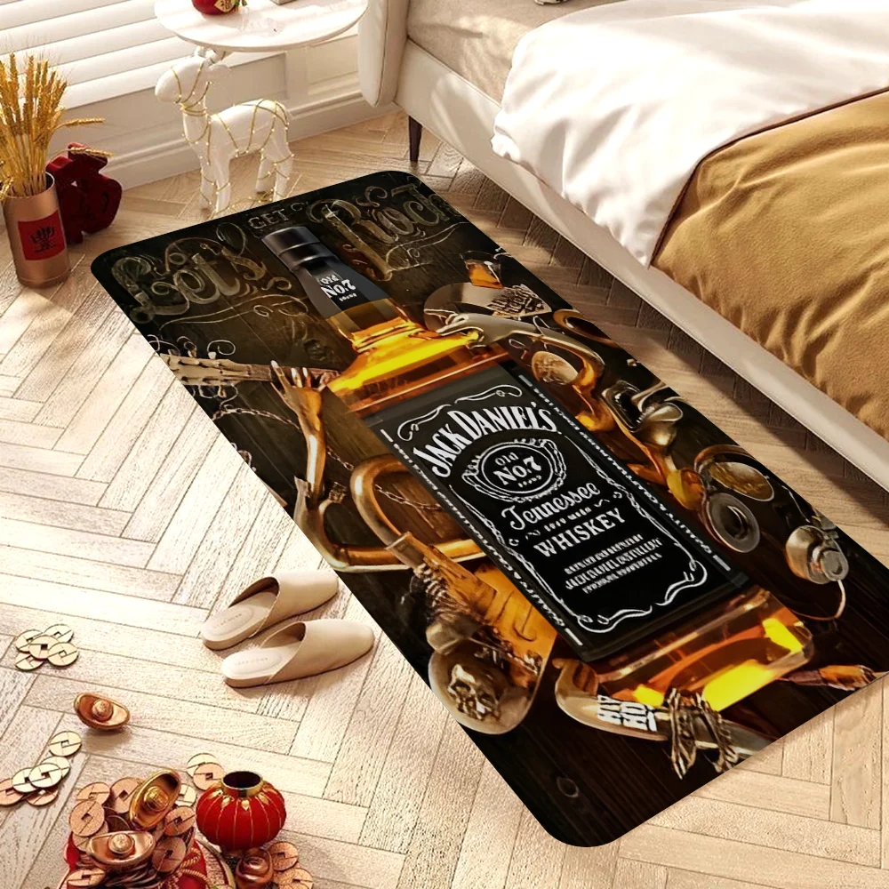 J-Jack-Daniels whisky Pattern Floor Floor Mat INS Style Soft Bedroom Floor House Laundry Room Mat Anti-skid Household Carpets